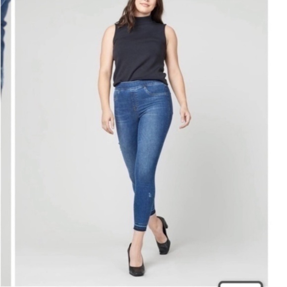 Spanx Distressed Ankle Skinny Jeans Medium Wash
